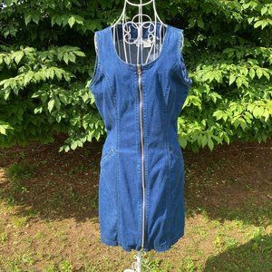 vintage 90s denim dress cottage core 1990s cotton western farmcore jean |S-M|